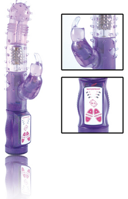 Tickle Me Bunny with Rotating Pleasure Pearls and Stimulating Ticklers- purple
